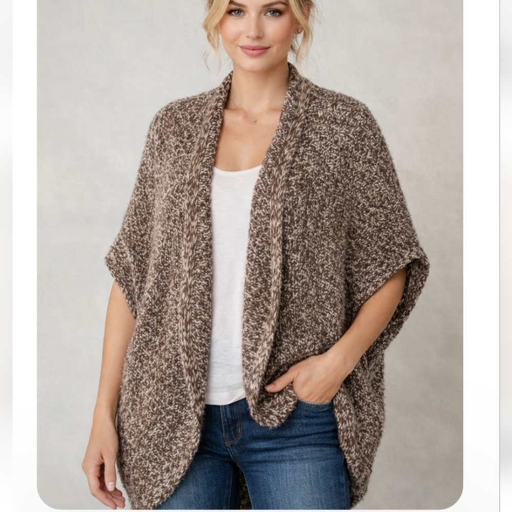 LOFT Wool Blend Oversized Cocoon Kimono Cardigan | Open Front | Size S